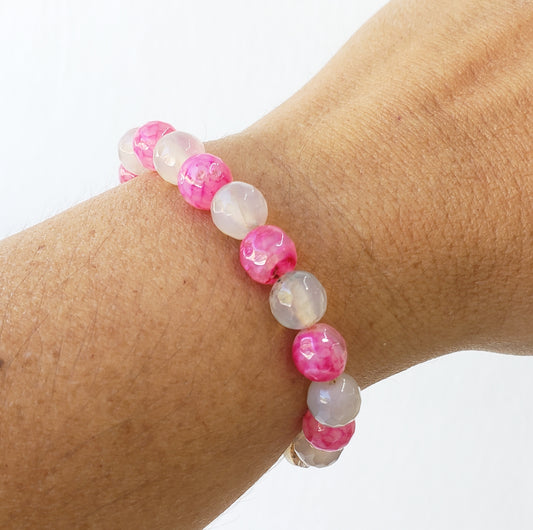 Pulsera Agata rosa combinada