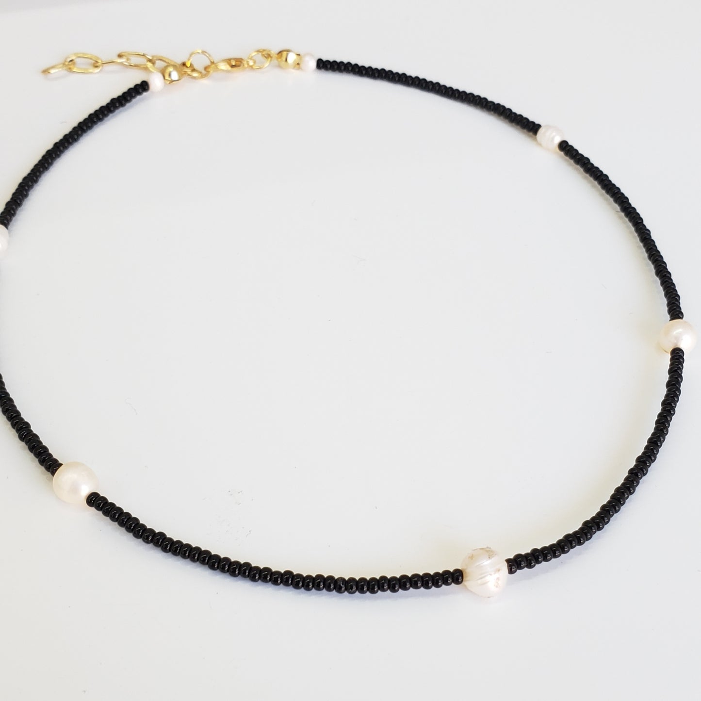 Choker negro perlas