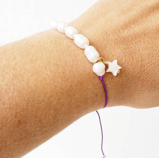 Pulsera 6 perlas y estrella