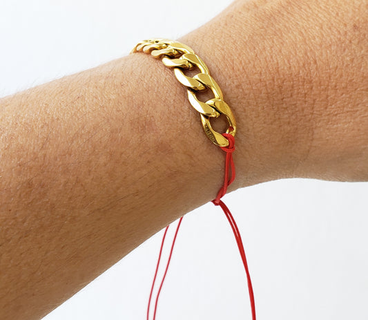 Pulsera eslabon hilo rojo