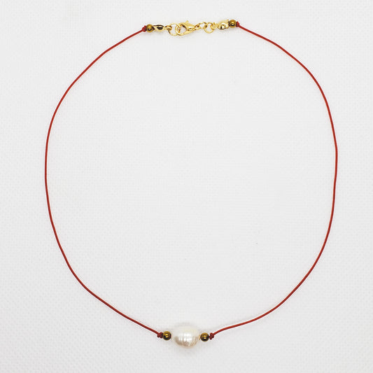 Chocker hilo rojo 1 perla (pza)